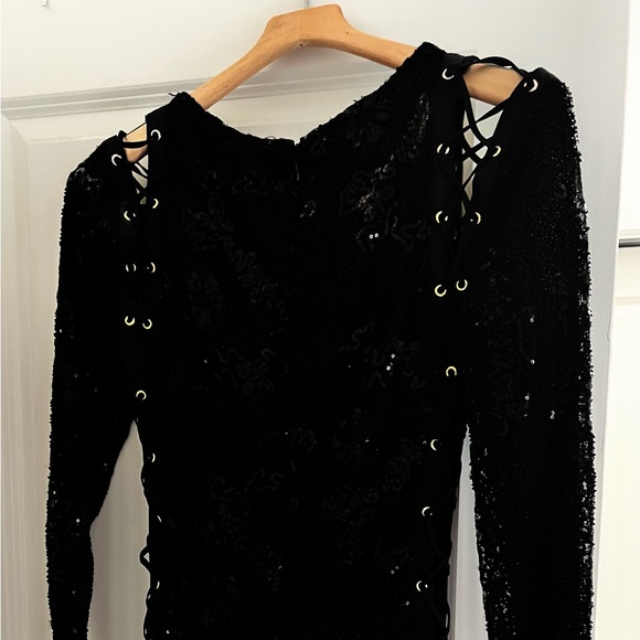 Sparkly✨ Mini Cocktail Dress, Size M, Laced Up Sleeves - Picture 5 of 6